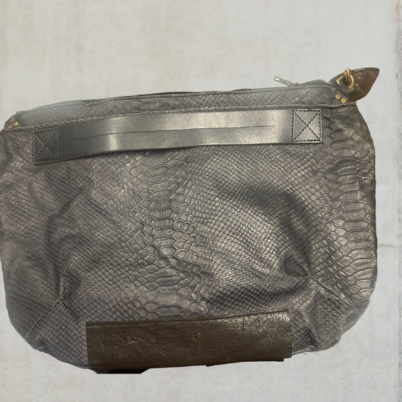 Navy blue snakeskin print leather bag (Luxury High End) - Picture 1 of 4